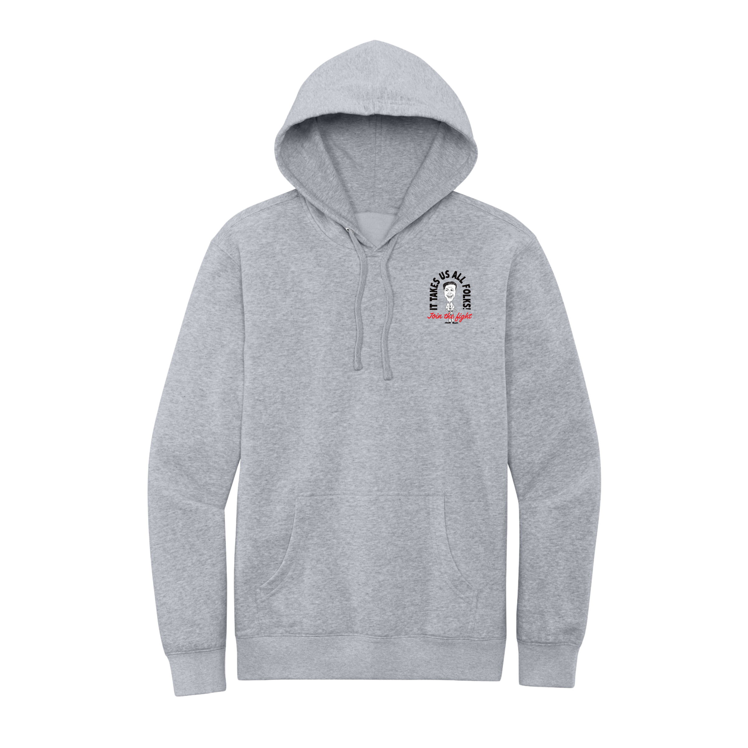 District® V.I.T.™ Fleece Hoodie - "It Takes All of Us Folks" (Light Heather Gray)