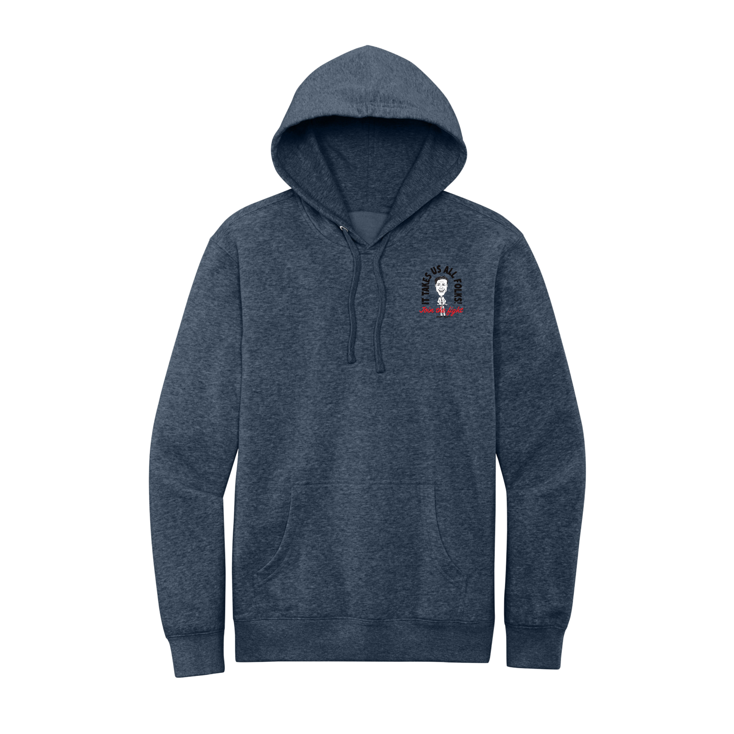 District® V.I.T.™ Fleece Hoodie - "It Takes All of Us Folks" (Heather Navy)