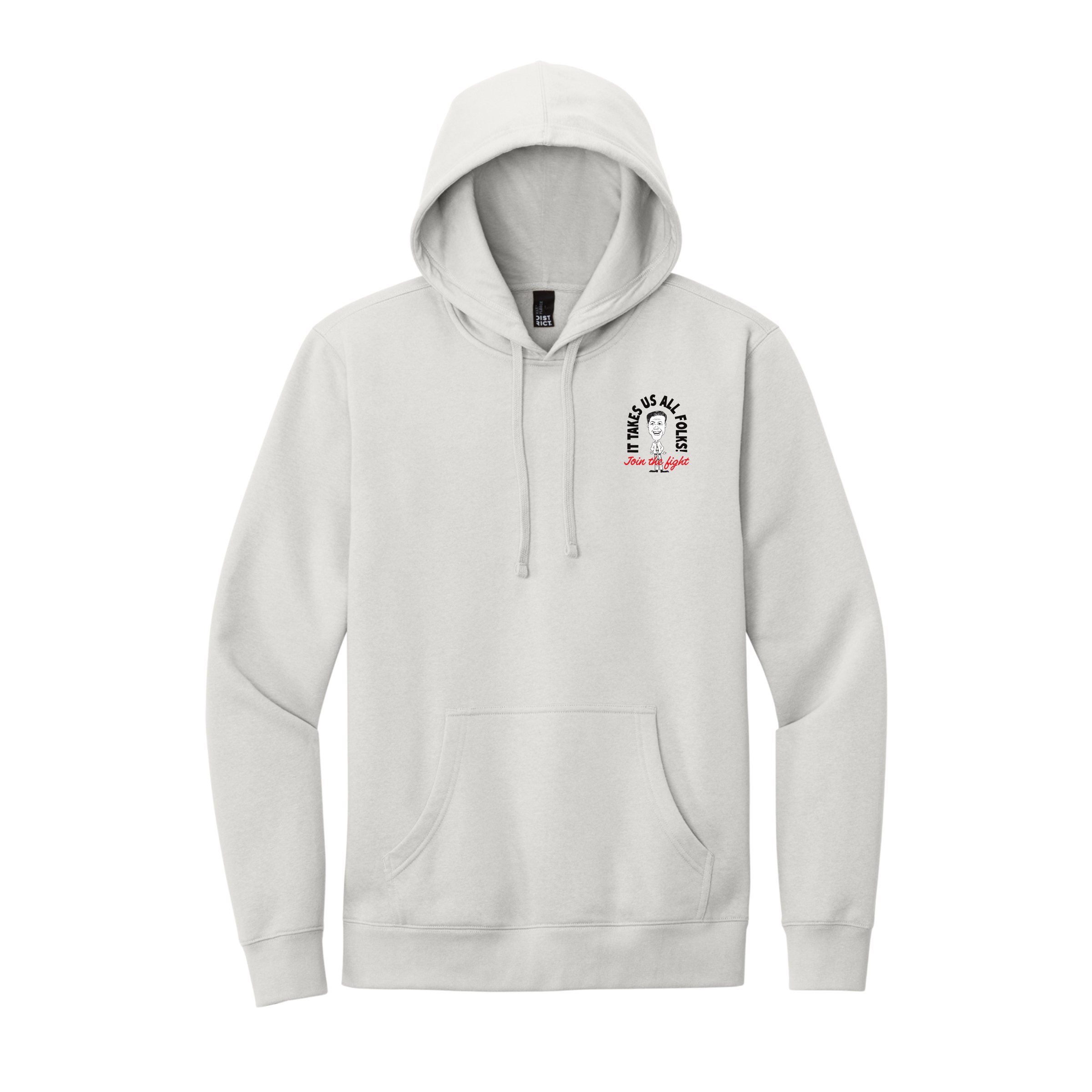 District® V.I.T.™ Fleece Hoodie - "It Takes All of Us Folks" (White Smoke)